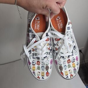 BOBS from Skechers White Multi-Color Dog Print Sneakers
